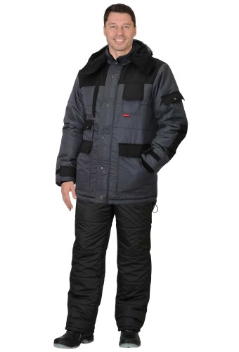 Куртка зимняя 5501 серая с черным